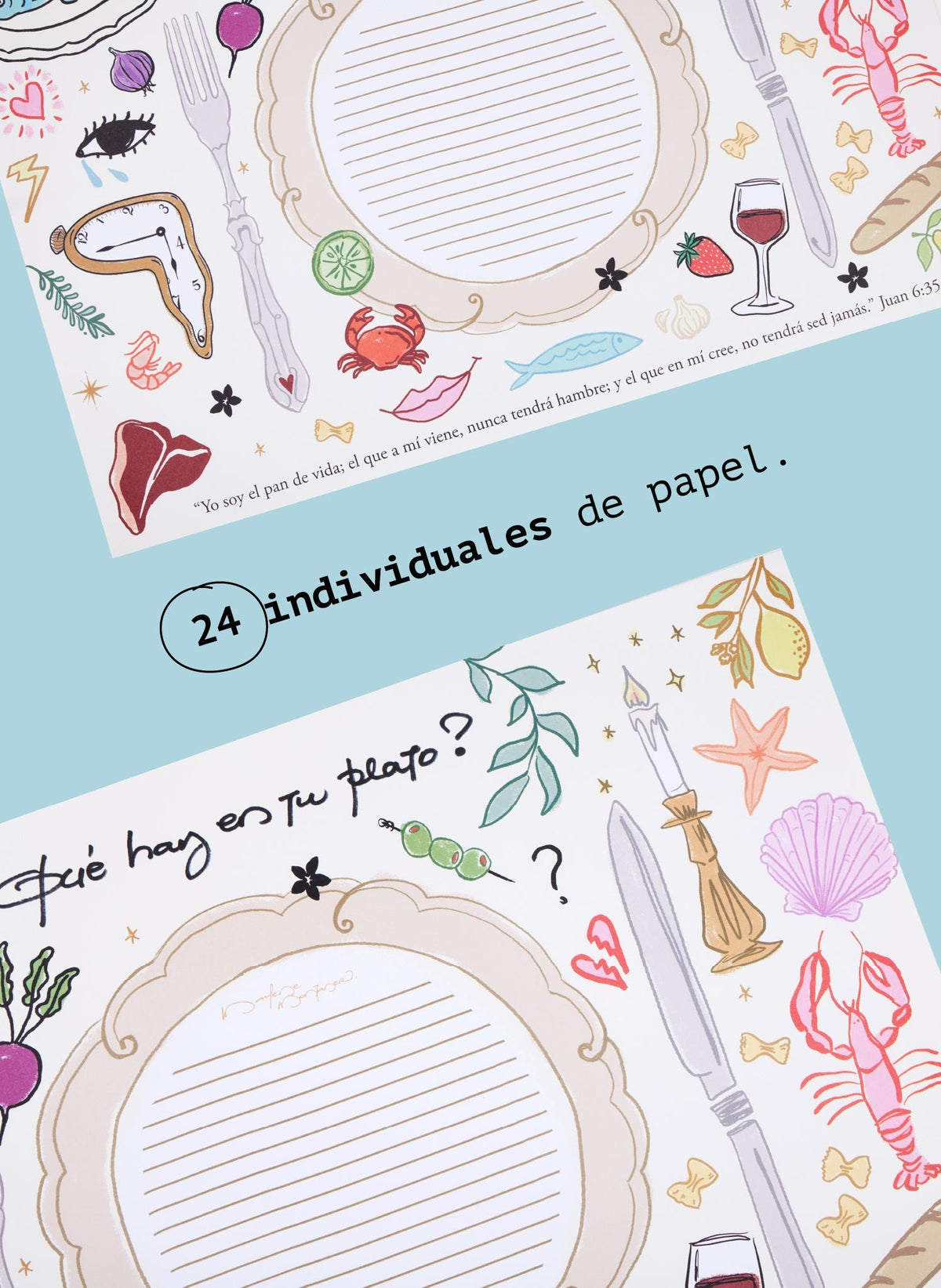 SET DE INDIVIDUALES - ¿QUÉ HAY EN TU PLATO? - Marlene Montaner